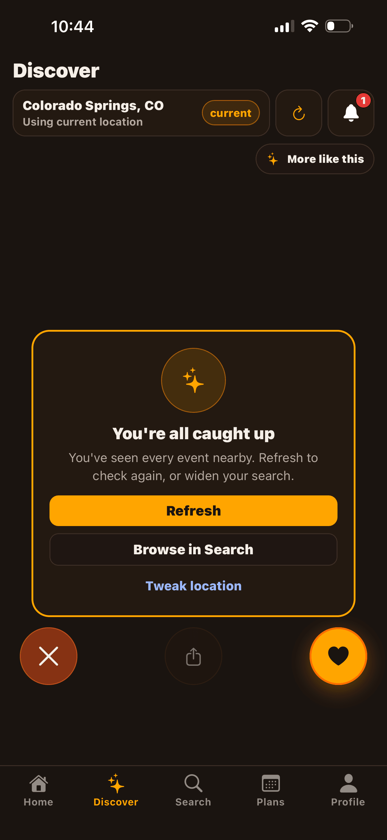 Discover end-of-deck card — you've seen every event nearby